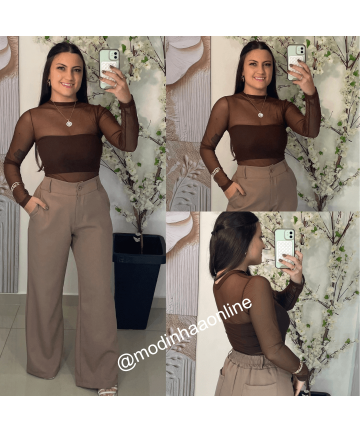 Calça Alfaiataria Maite Marrom Claro